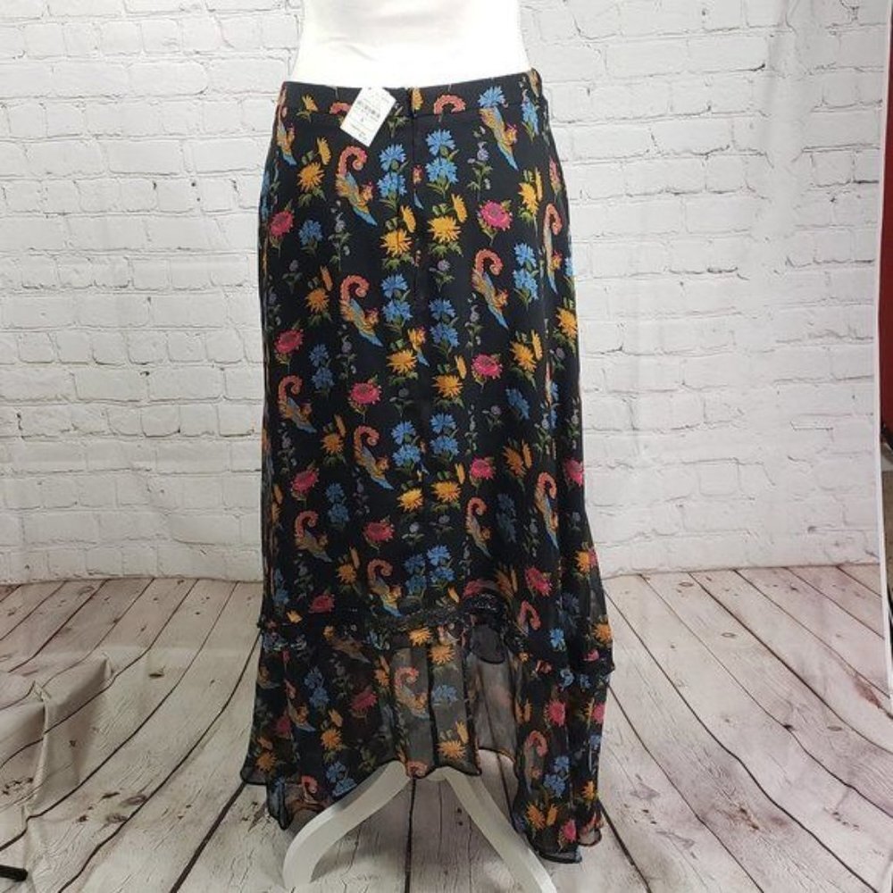 GLAMOROUS Floral Print Chiffon Midi Skirt With Asymmetric Hem S NWT - Picture 9 of 15